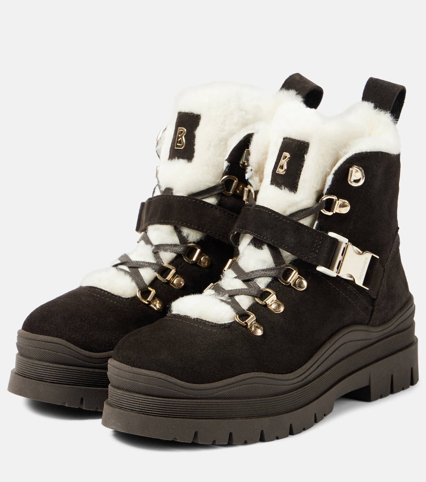 Arosa shearling-trimmed suede ankle boots - 4