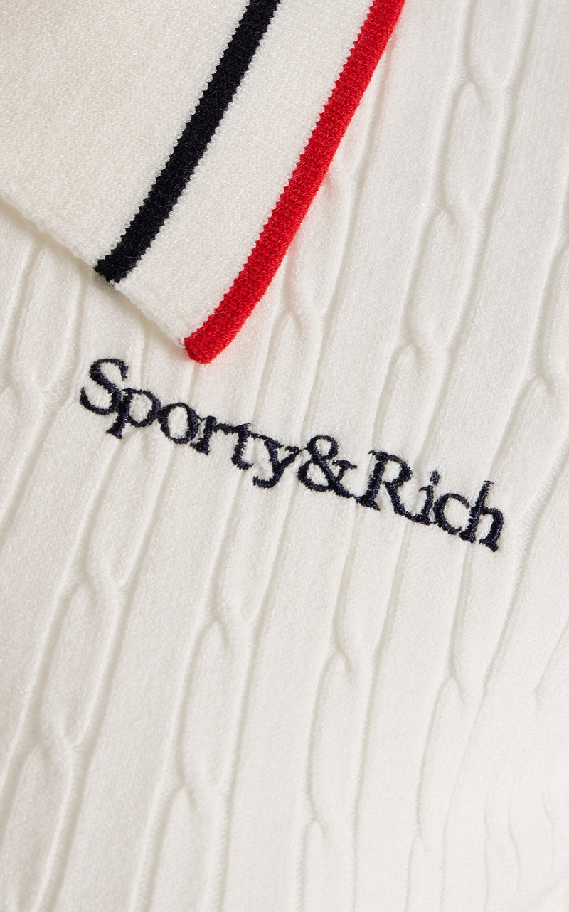 Cable-Knit Polo Shirt white 5