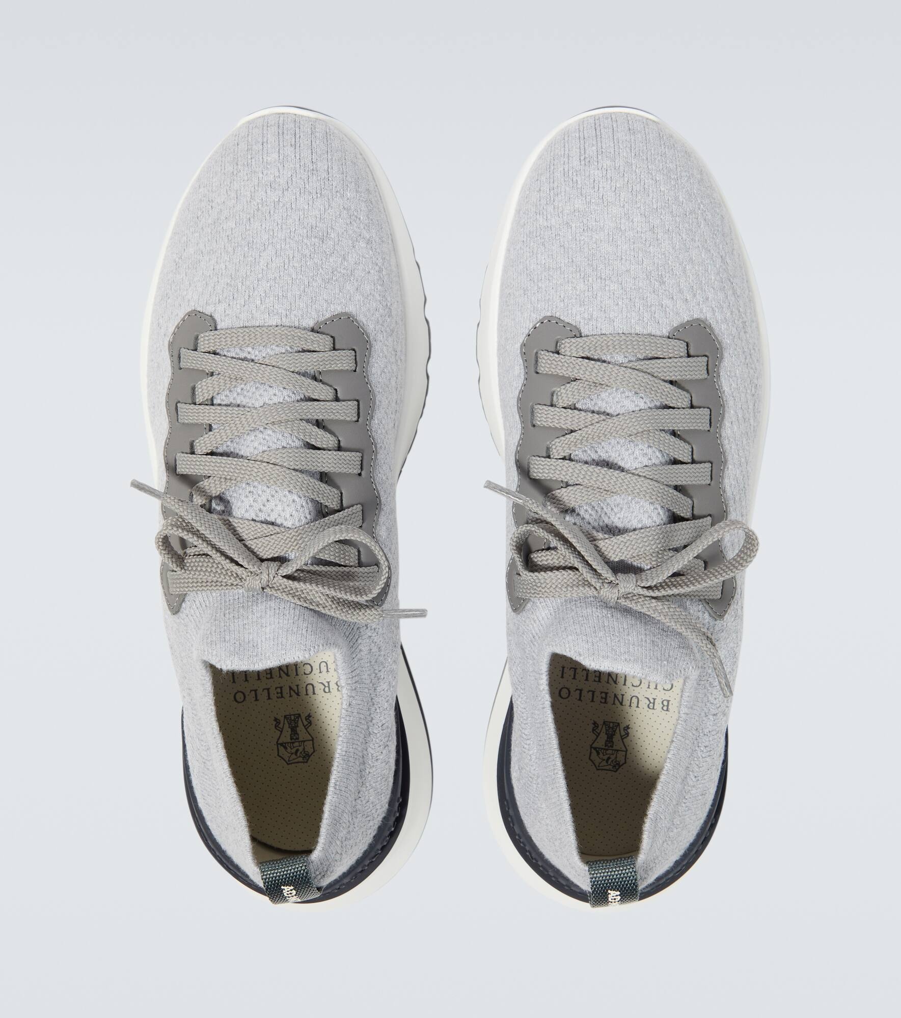 Leather-trimmed knit sneakers - 4