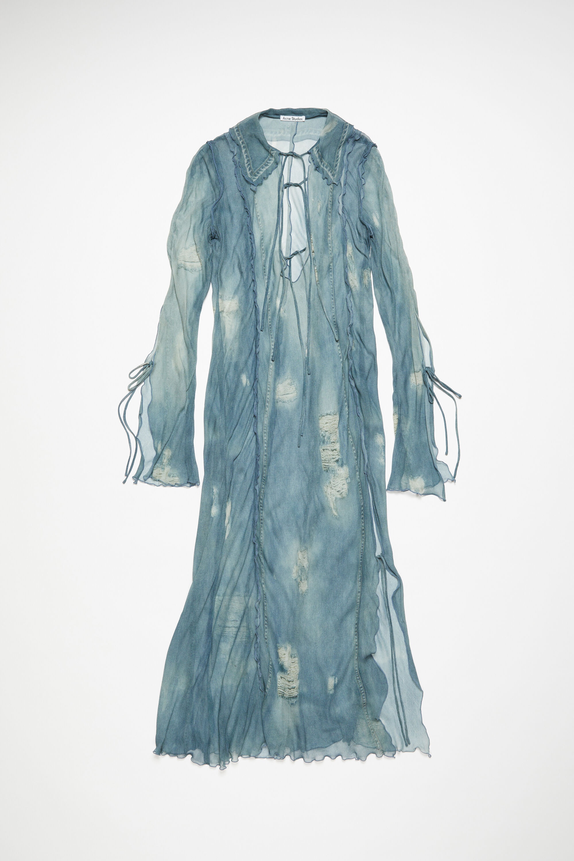 Fluid print dress - Denim blue - 1
