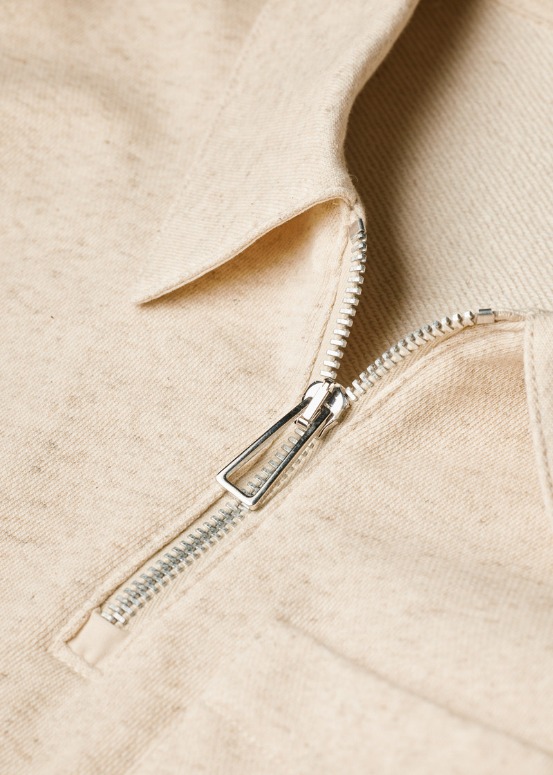 Ecru Marl Quarter Zip Collar Sweatshirt 3