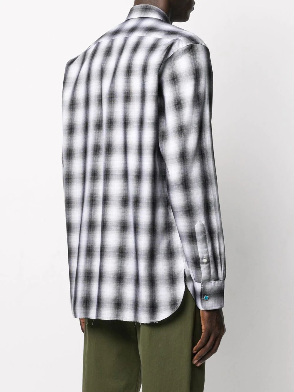 collar embellished checked shirt - 4