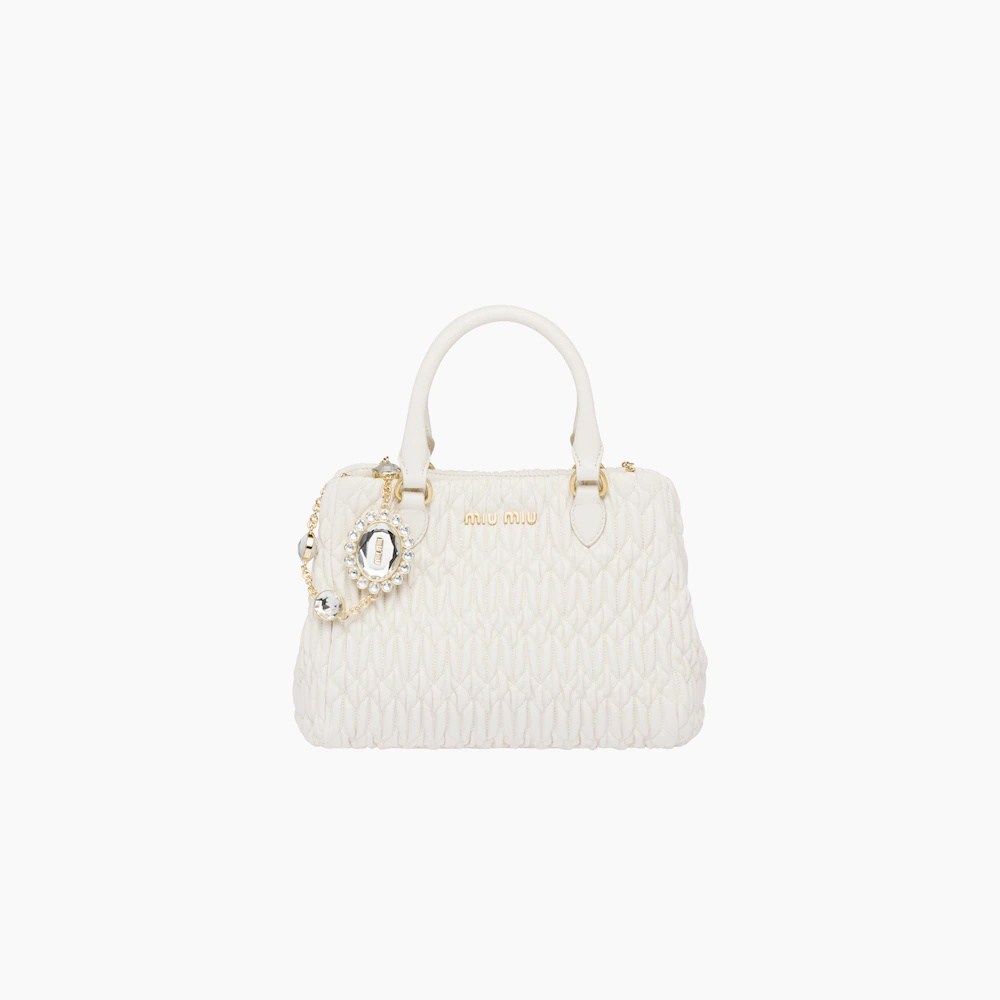 Miu Crystal cloqué nappa leather handbag - 1