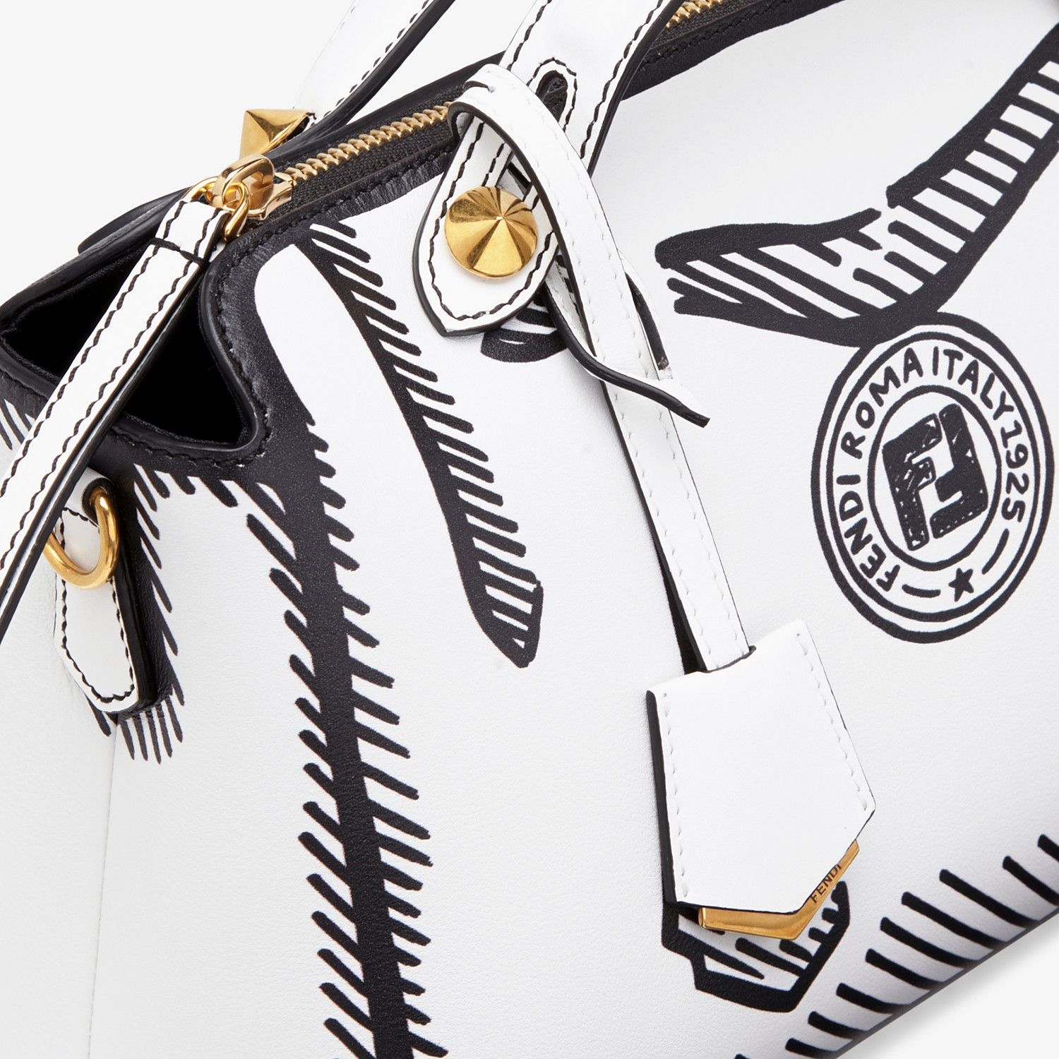 White leather printed Boston bag - 6