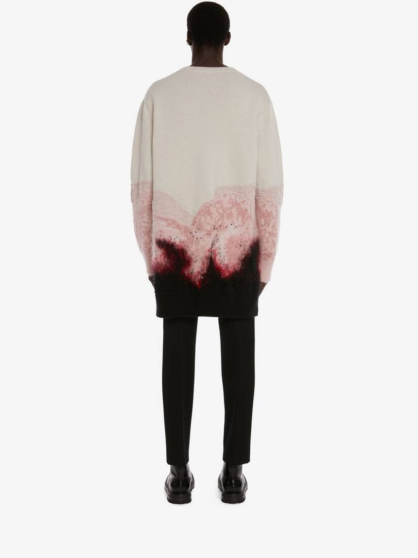 Flower Intarsia Oversized Jumper in Ivory - 4