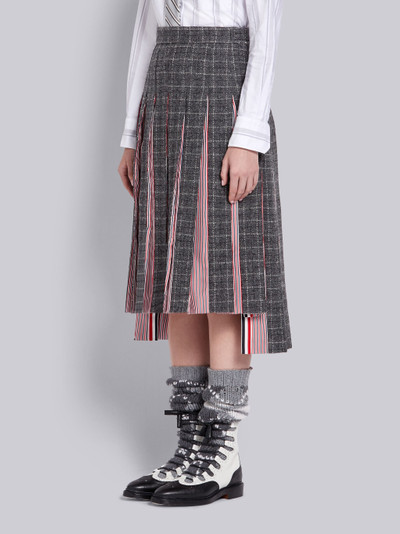 Thom Browne Dark Grey Wool Tattersall Check Below the Knee Pleated Skirt outlook