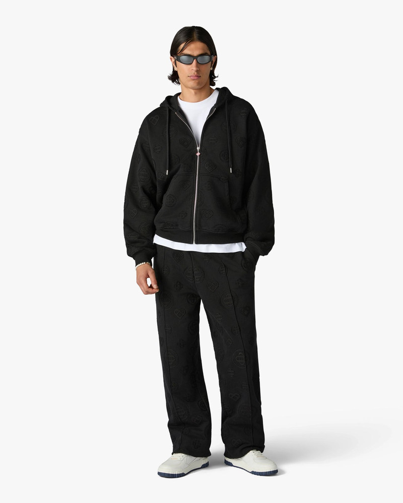 CASABLANCA Black Applique Monogram Zip-Up Hooded Sweatshirt | Casablanca Paris outlook
