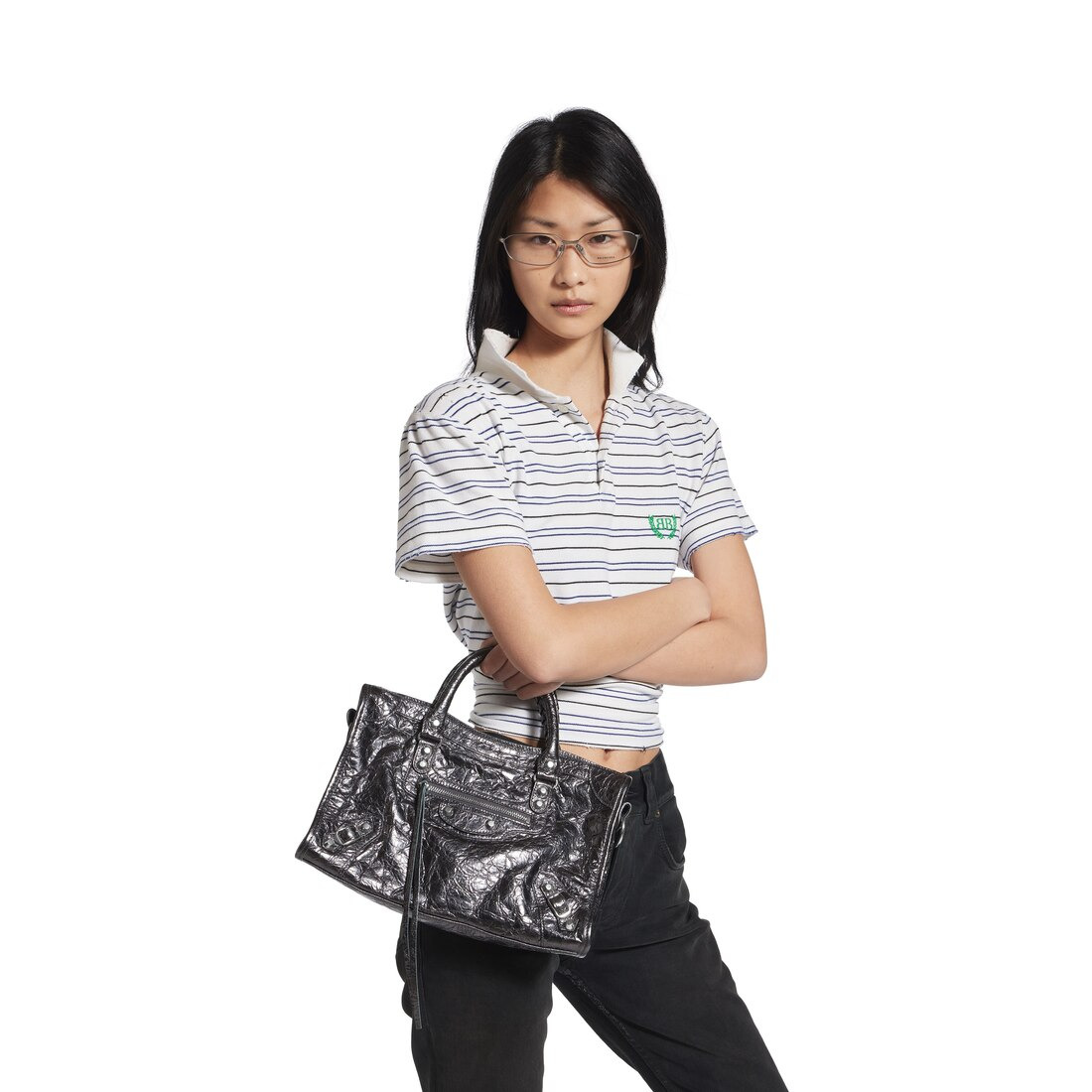 Women's Le City Small Bag Metallized in Grey - 9