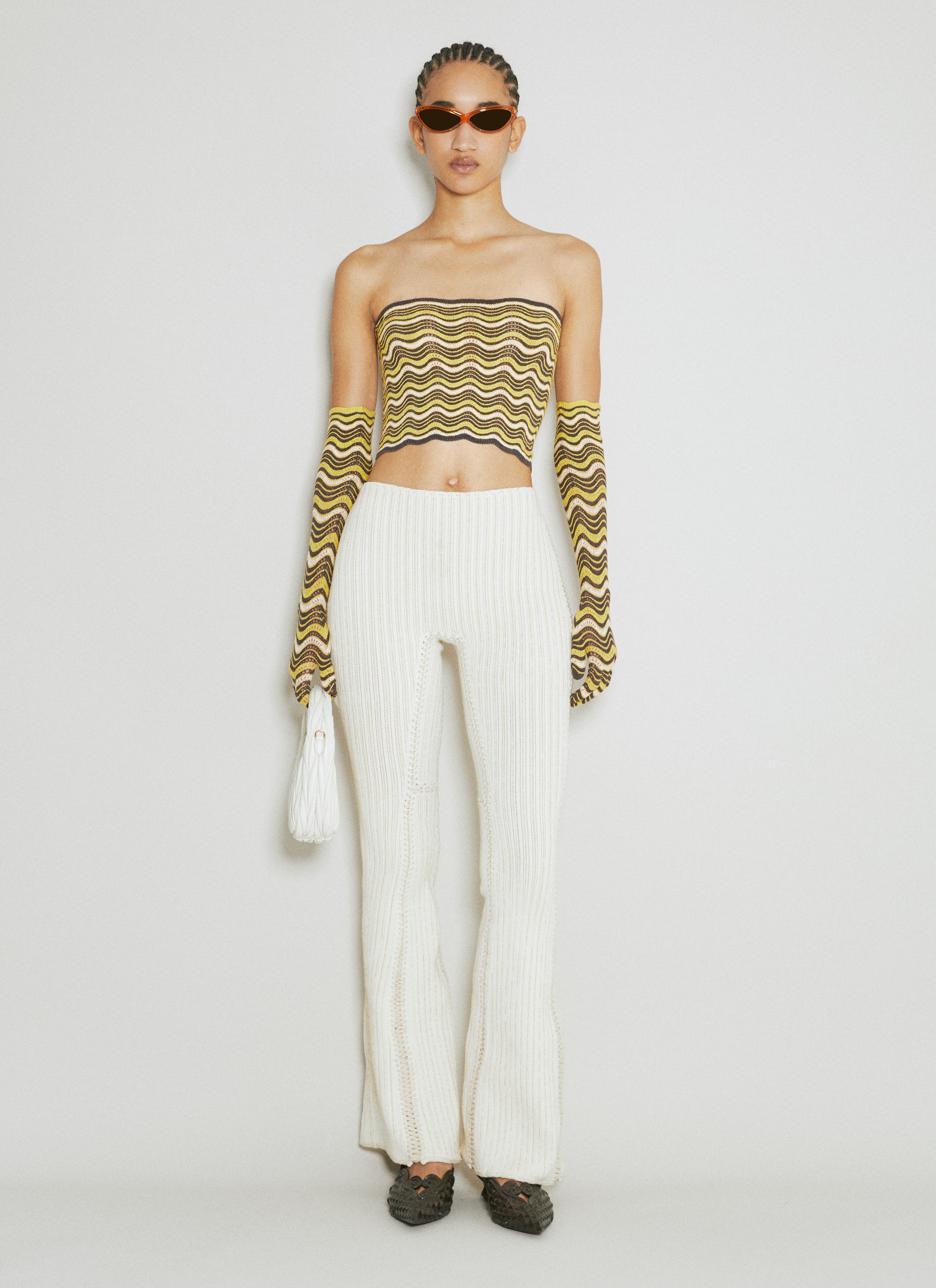 Wave Knit Bandeau Top With Glove Set - 3