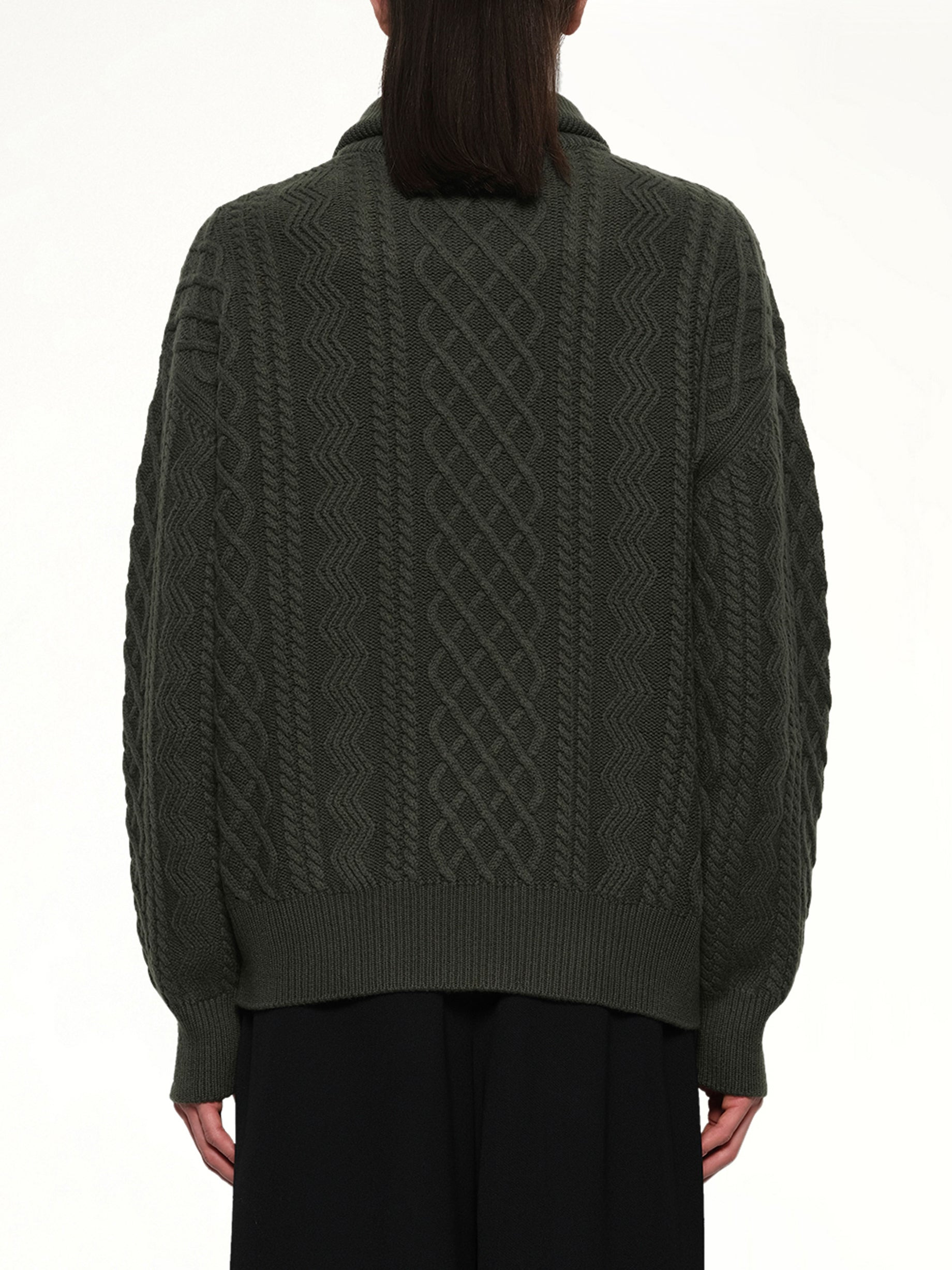Zip Up Sweater in Khaki Green - 5