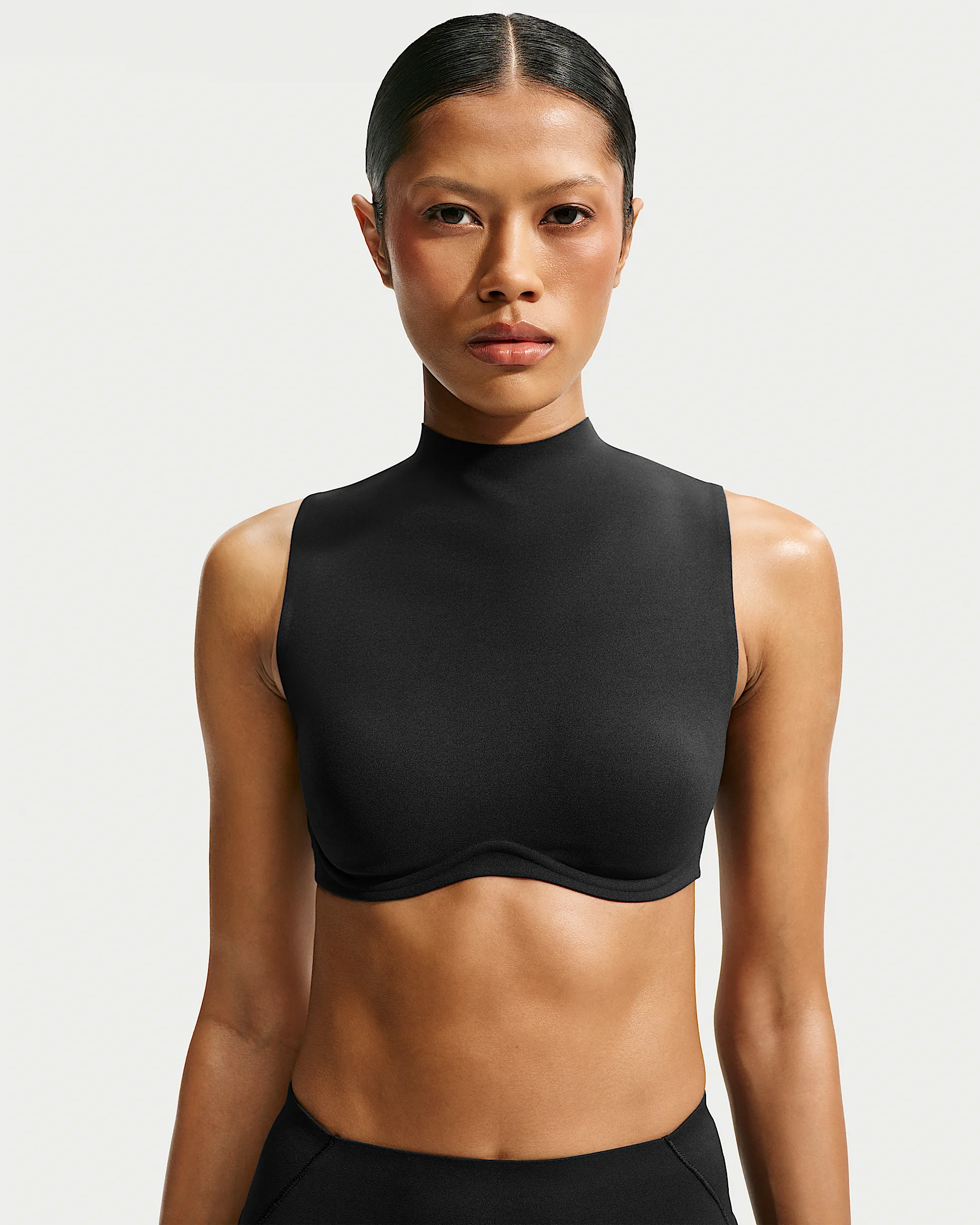 NikeSKIMS Studio Stretch Women's Medium-Support Mock Neck Sports Bra - 1