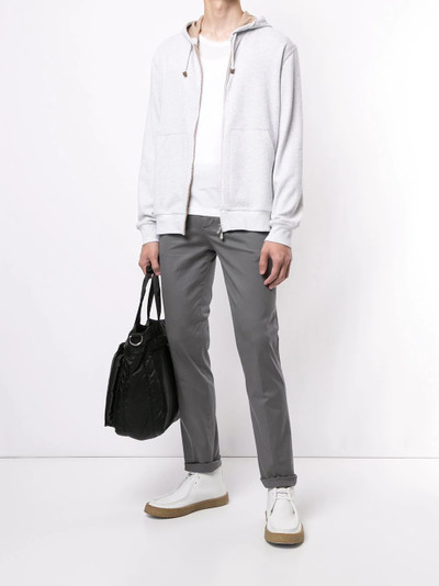 Brunello Cucinelli rib-trimmed zip-up hoodie outlook