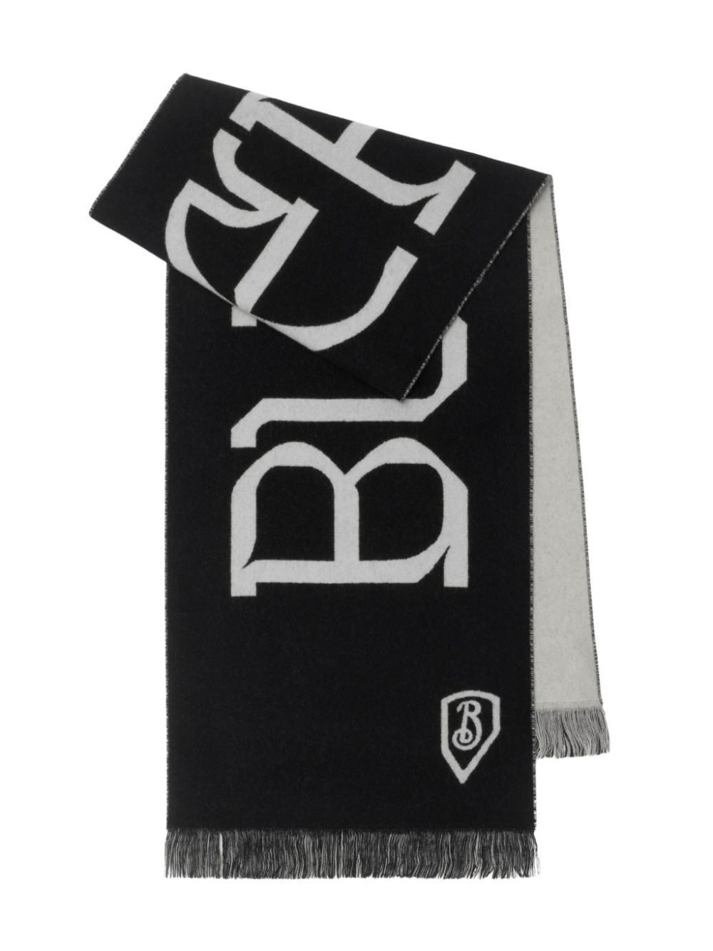 intarsia-logo wool scarf - 4
