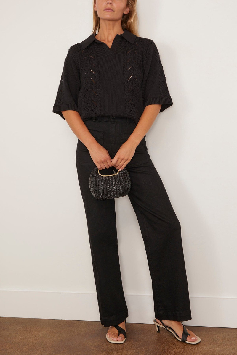 Loulou de Saison Kina Polo Sweater in Black outlook