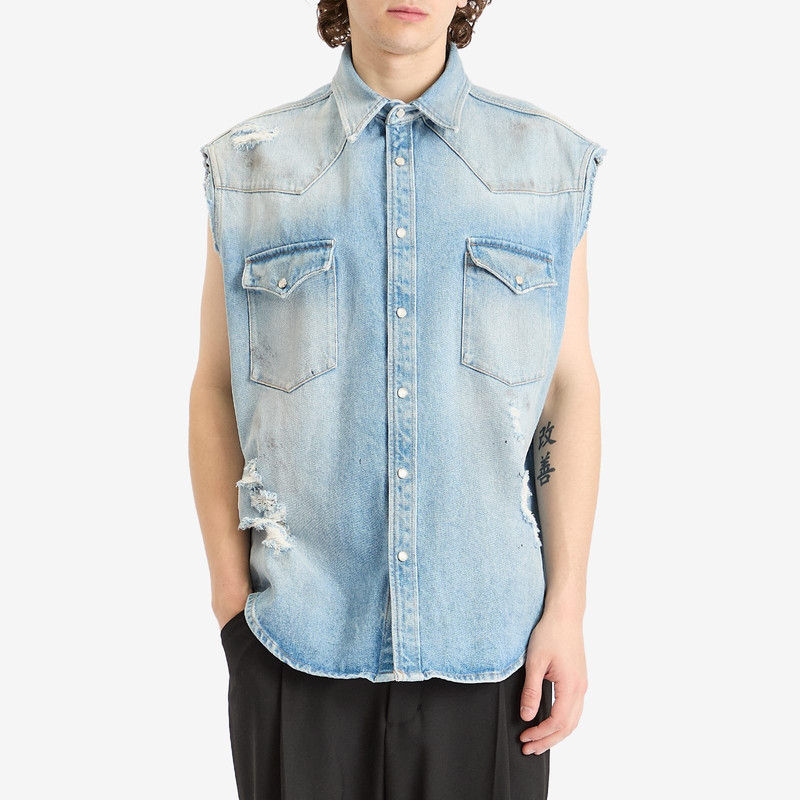 MM6 Maison Margiela MM6 Maison Margiela Sleeveless Distressed Denim Shirt outlook