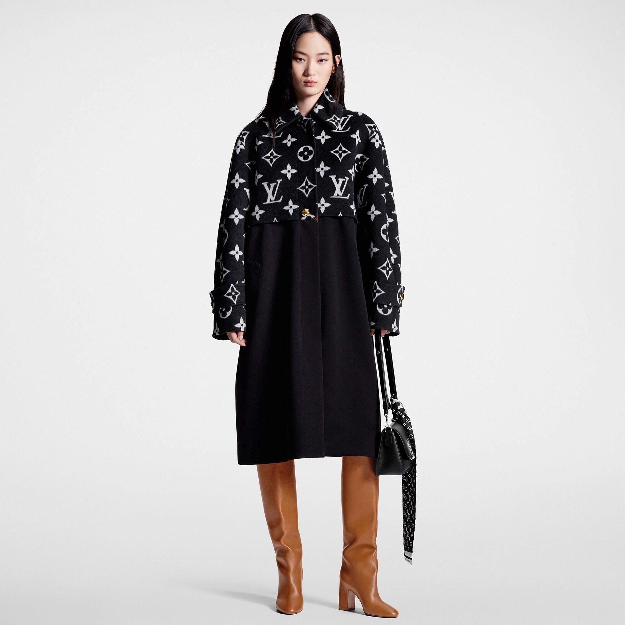 Oversized Monogram Accent Coat - 4