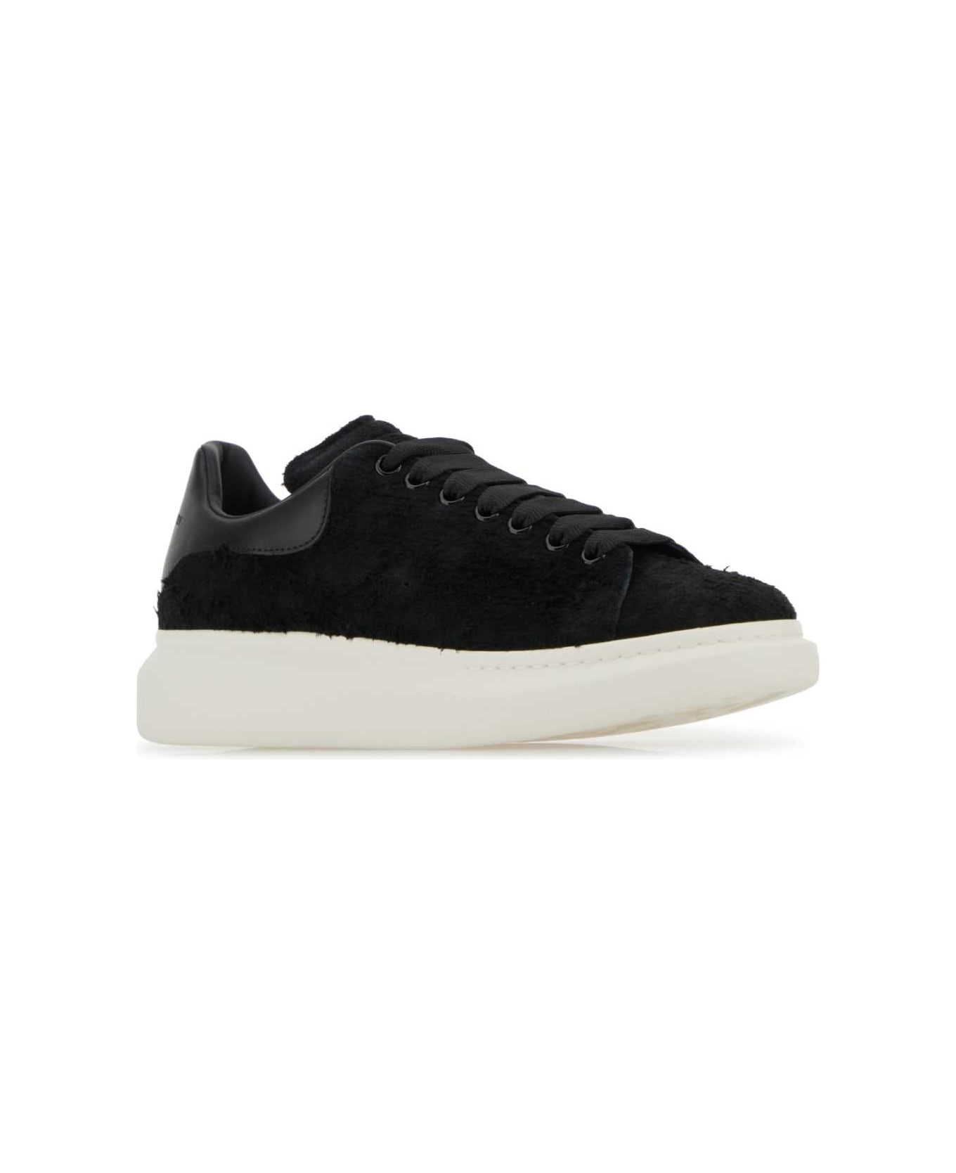 Black Leather Sneakers With Black Leather Heel - 2