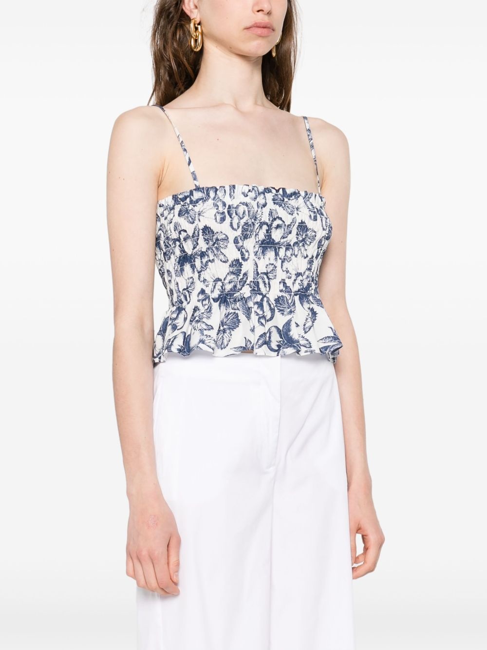 graphic-print smocked top - 3