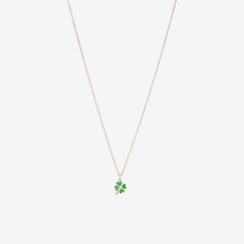 DoDo Rose Gold & Enamel Four Leaf Clover Charm outlook