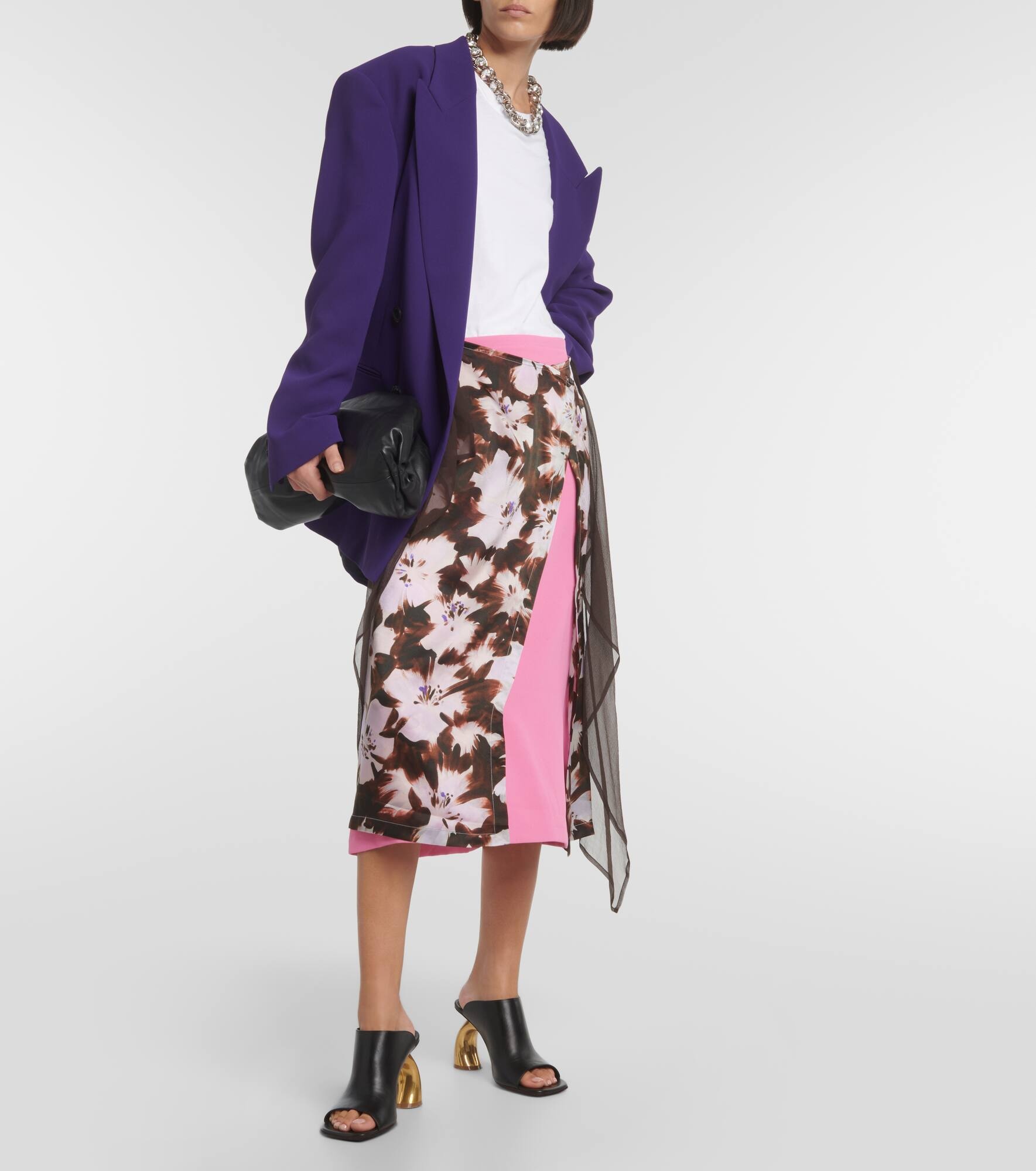 Floral silk-blend midi skirt - 2