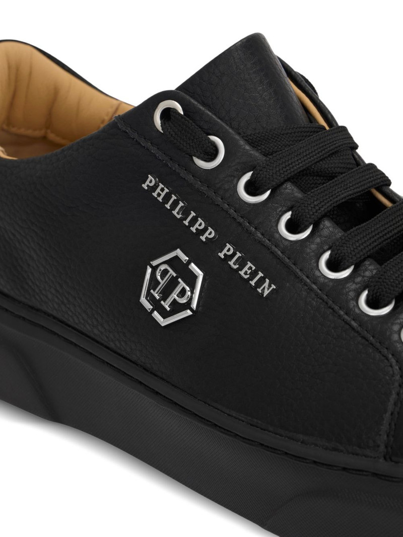 hexagon-logo leather sneakers 5