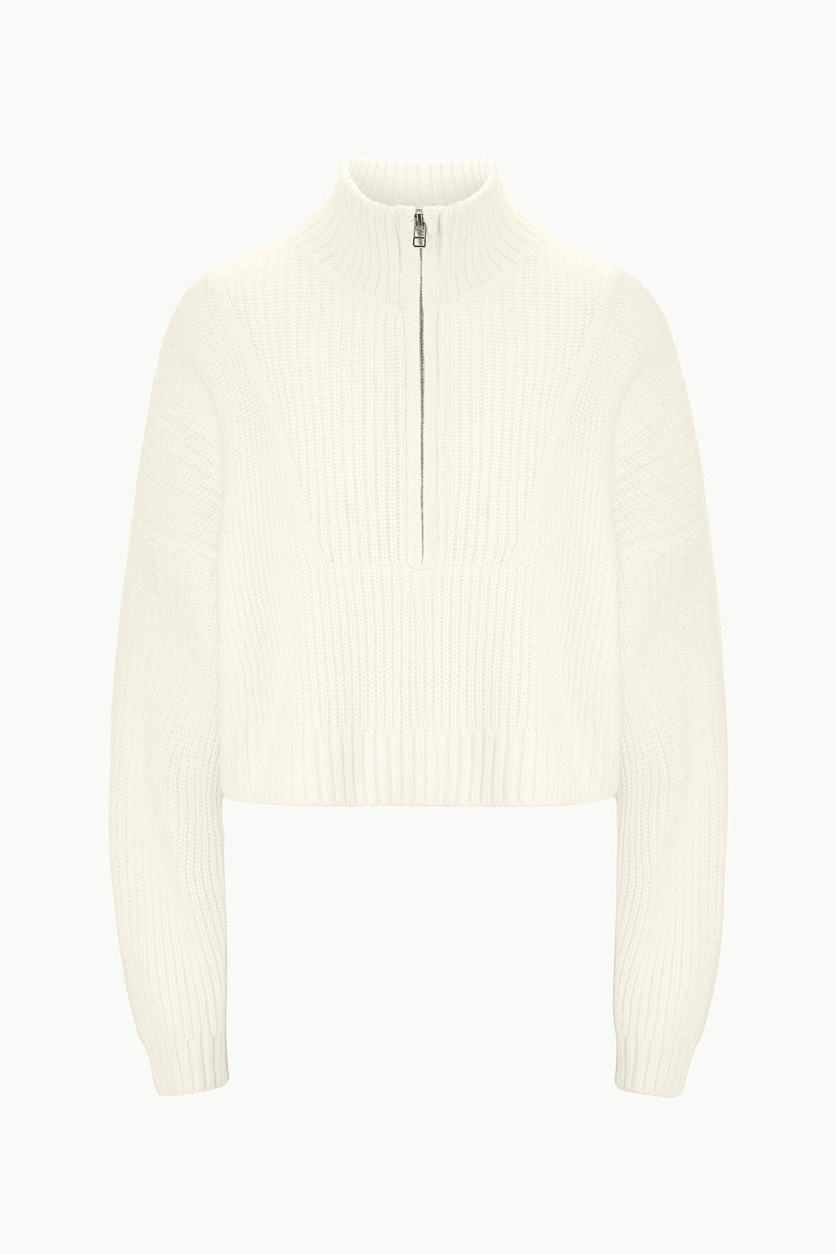 STAUD CASHMERE CROPPED HAMPTON SWEATER IVORY - 1