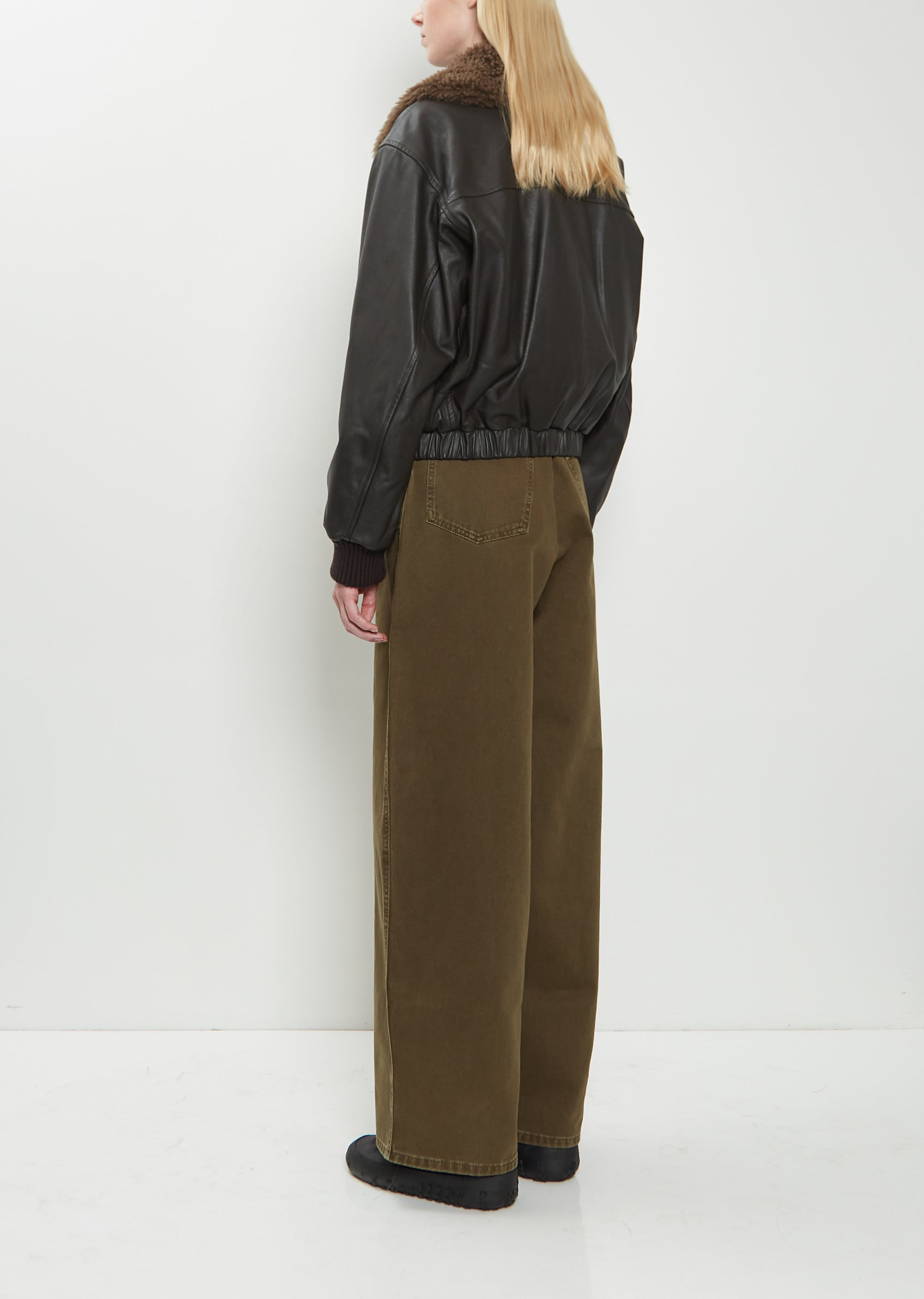 Shearling Collar Leather Blouson - 3