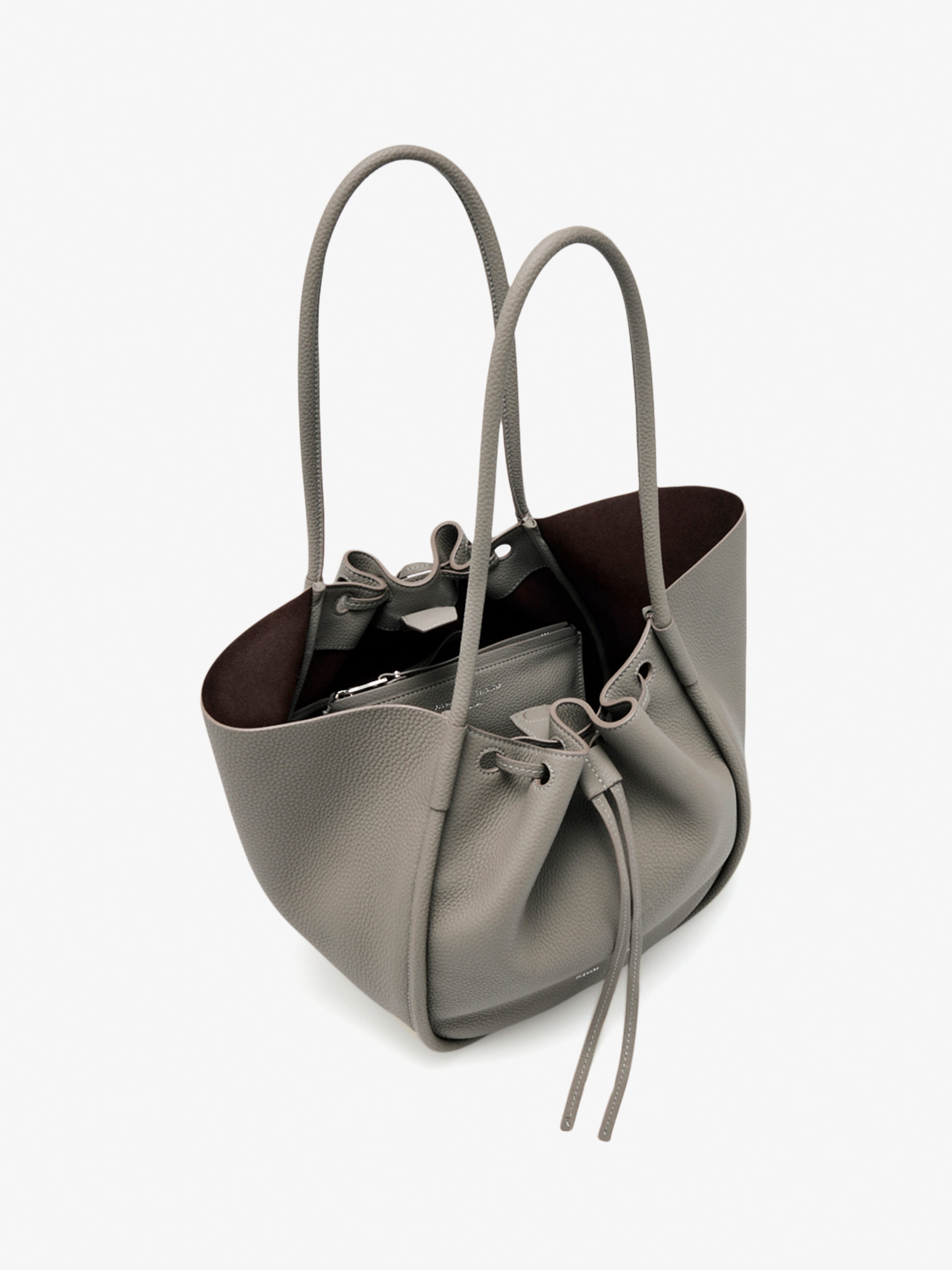 Large Ruched Tote in Soft Pebbled Calf - 5