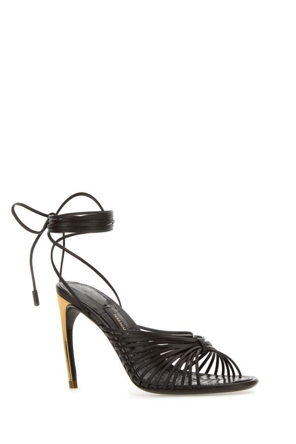 サンダル・ミュール SALVATORE FERRAGAMO Dark Brown Leather Atena Sandals Ferragamo Dark Brown Leather Atena Sandals Salvatore Ferragamo