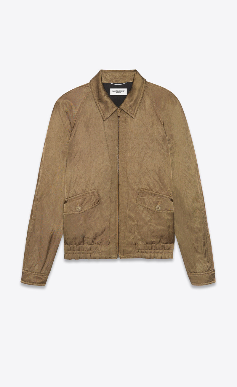 zipped raglan jacket in metallic satin 1