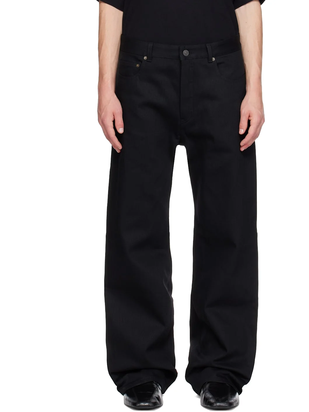 Black Curved Knee Jeans - 1