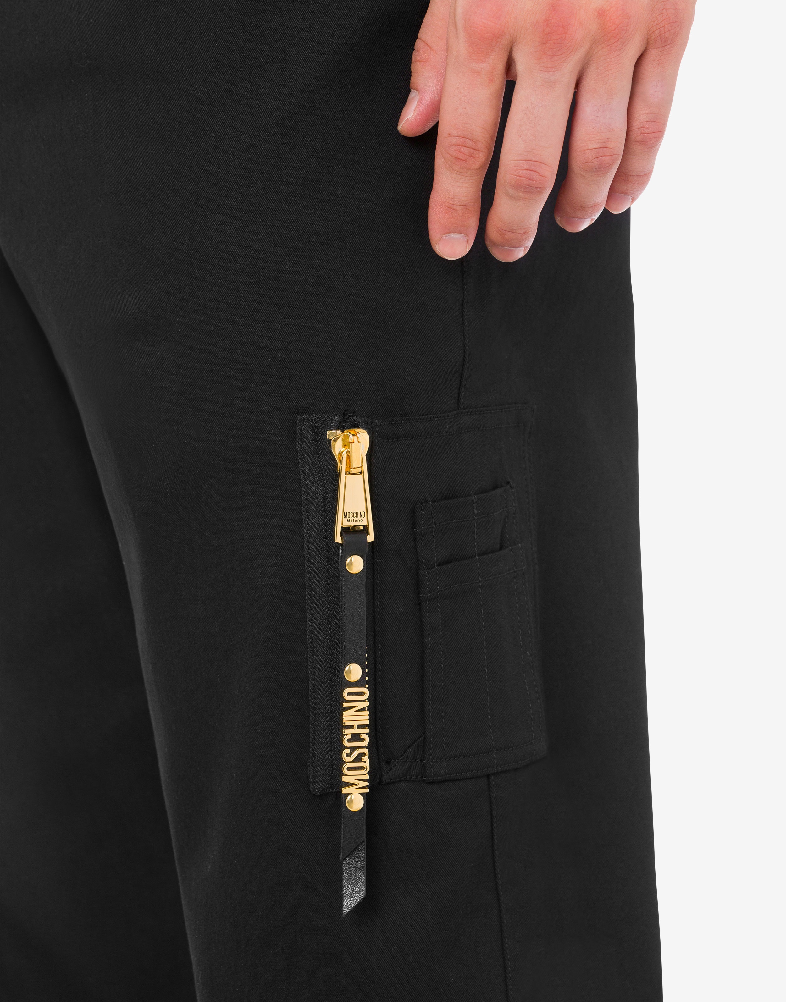 MINI LETTERING ZIP PULLER STRETCH GABARDINE TROUSERS - 4