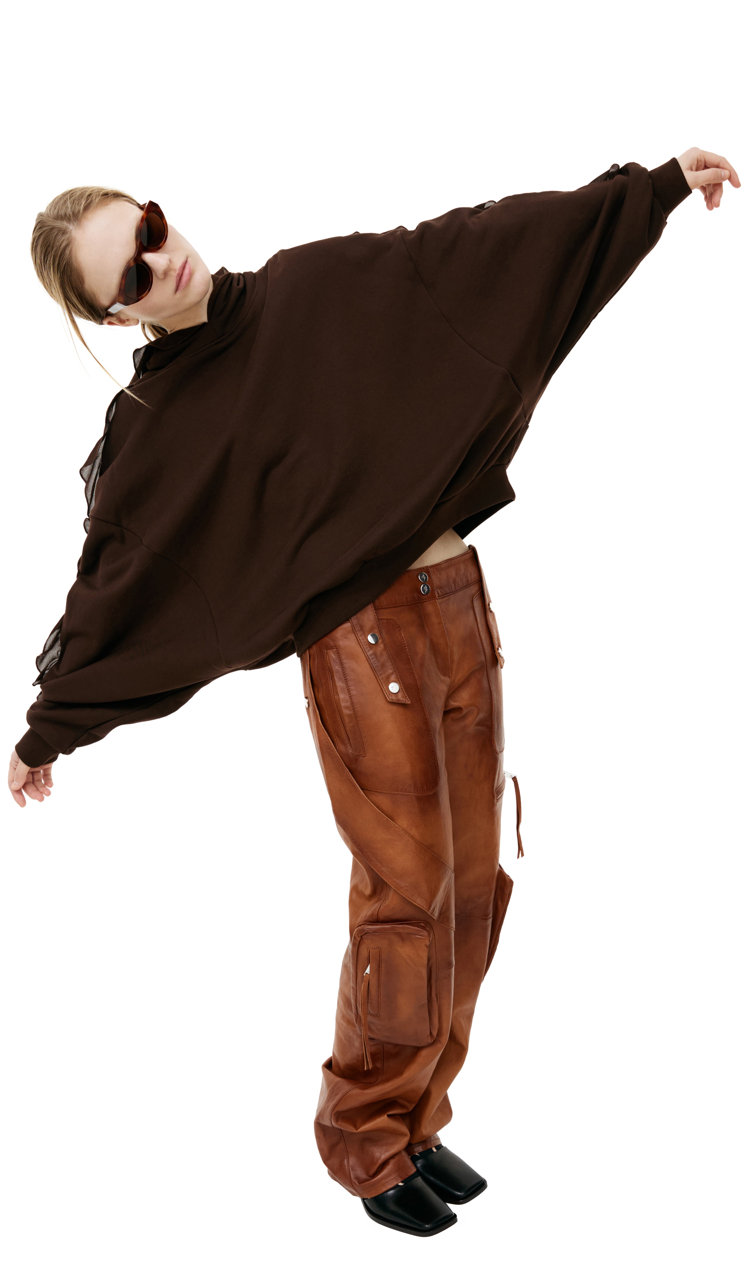 RUFFLED COTTON HOODIE - 4