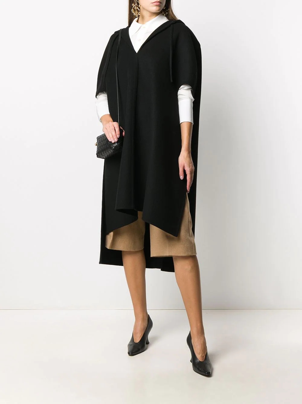 hooded v-neck cape - 2