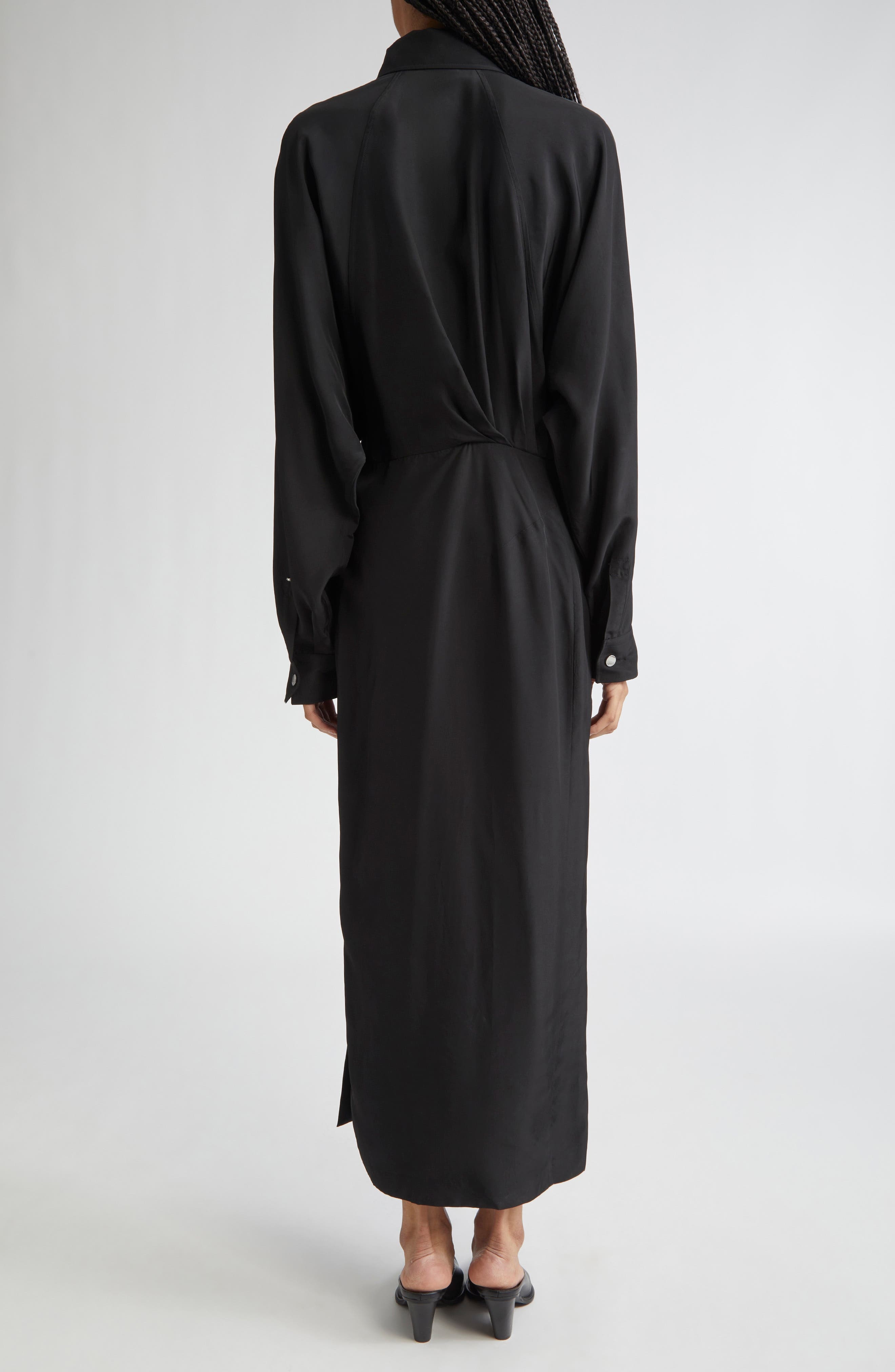 SPORTMAX Maranta Long Sleeve Maxi Shirtdress in Black at Nordstrom - 2