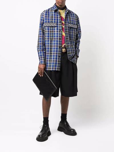 VERSACE Greca-detail plaid shirt outlook