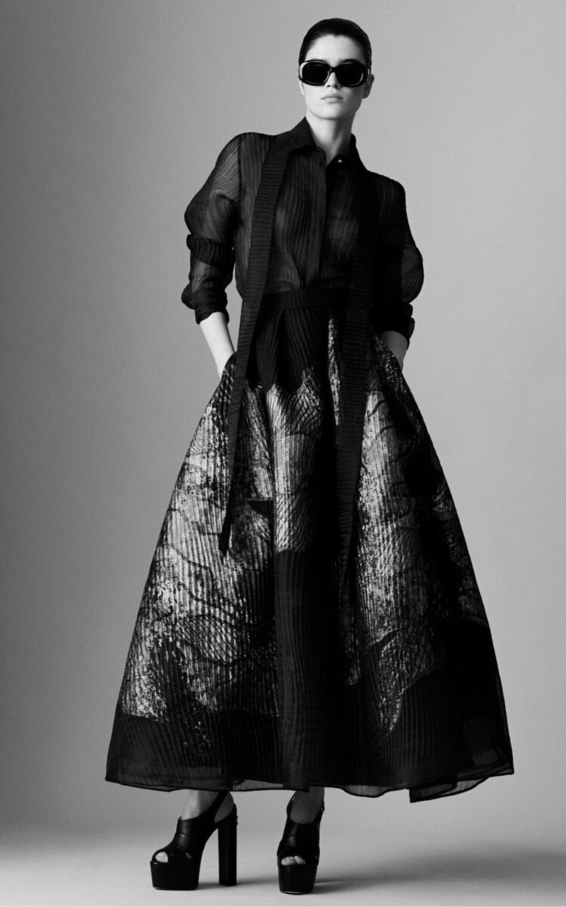 ELIE SAAB Reflective A-line Maxi Skirt black outlook