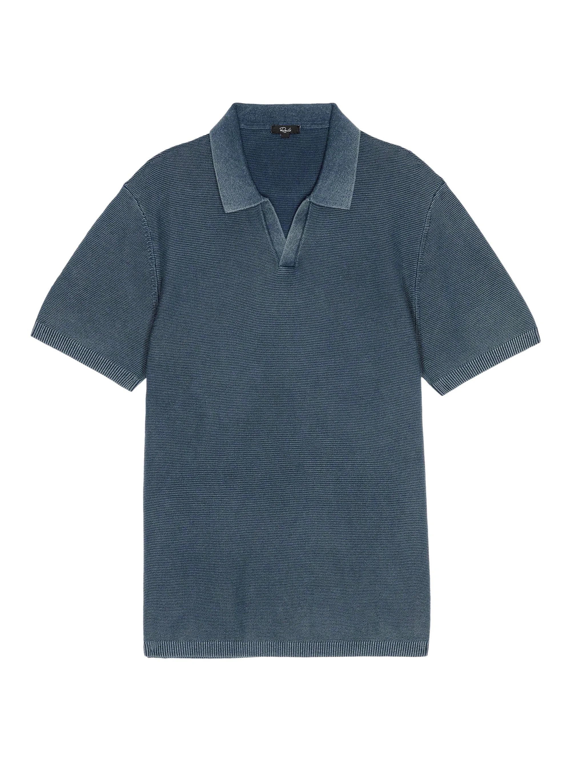 Men's Baker Cotton Johnny Collar Polo Shirt - Sunwashed Navy - 1