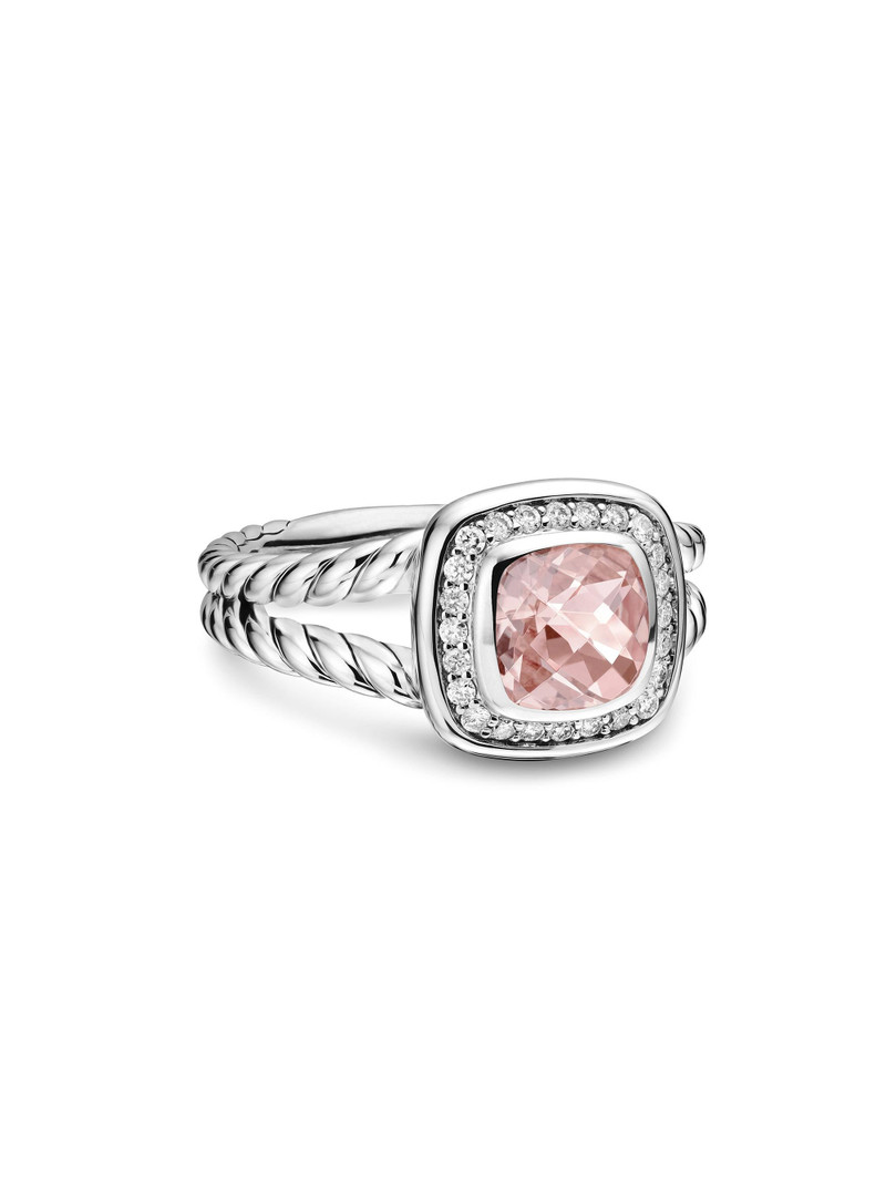 Women's Petite Albion Ring With Pavé Diamonds - Morganite 1