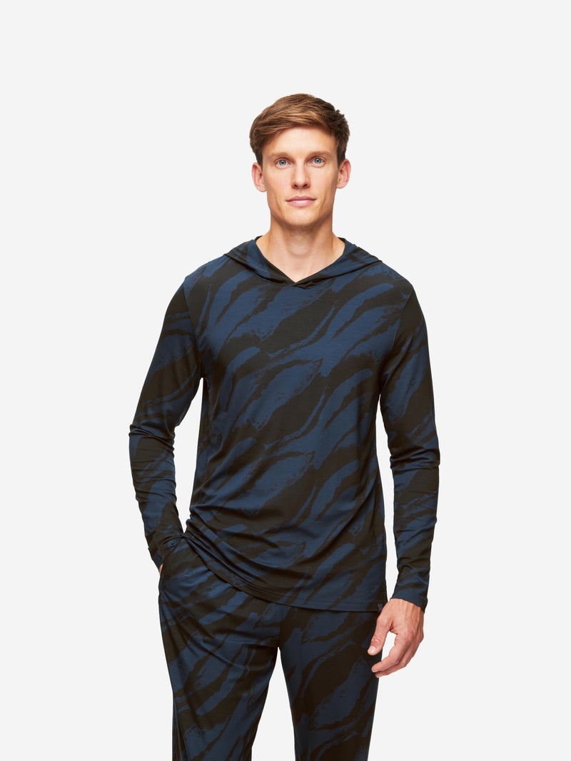 Men's Pullover Hoodie London 8 Micro Modal Navy - 4