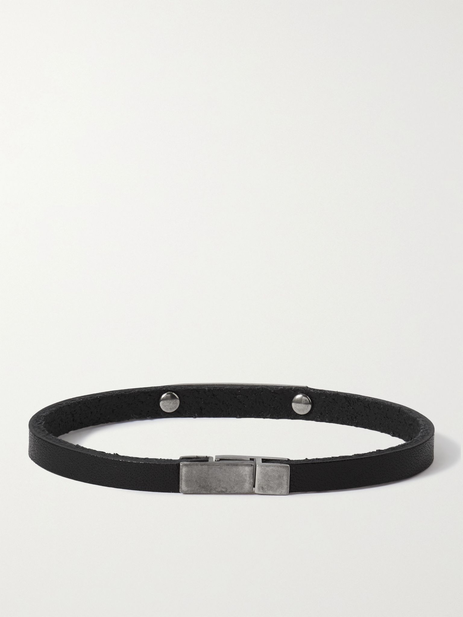 Leather and Ruthenium Bracelet - 3