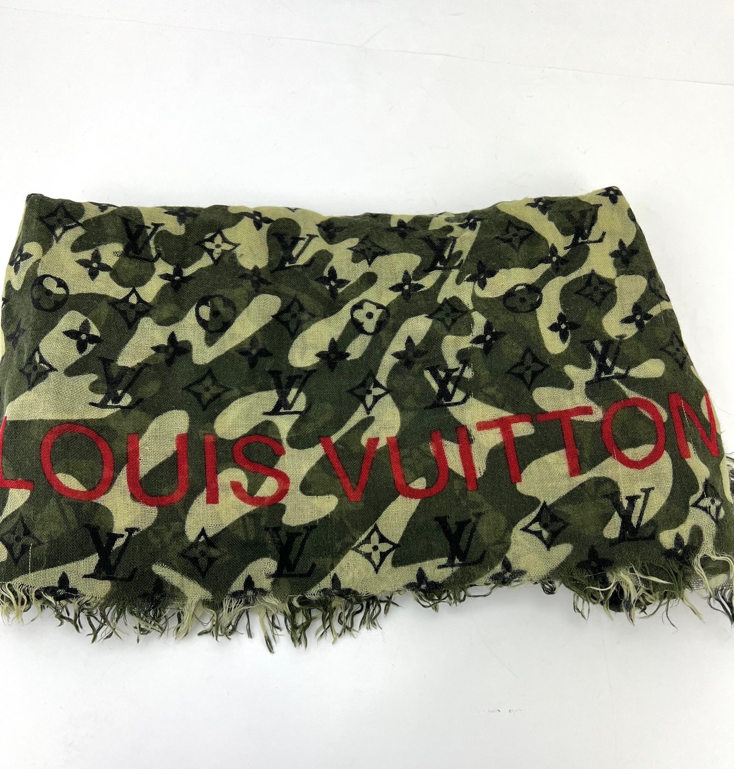 LOUIS VUITTON Green TAKASHI MURAKAMI Monogramouflage Shawl Stole Scarf - 1