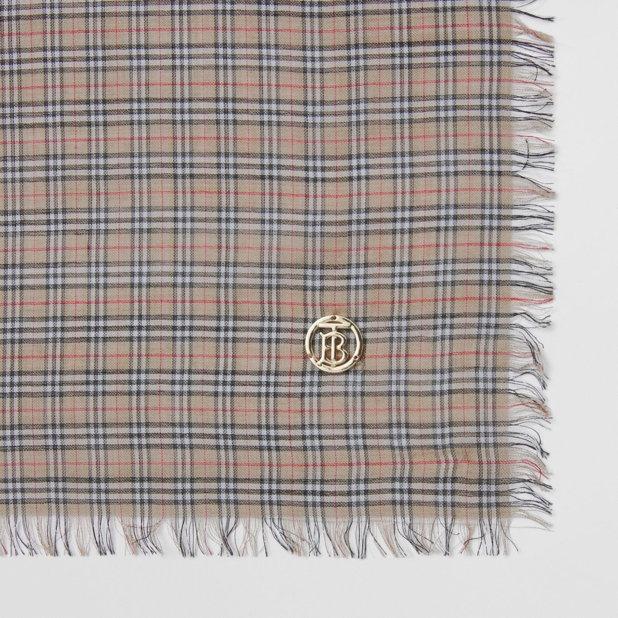 Lightweight Check Wool Silk Scarf - 2