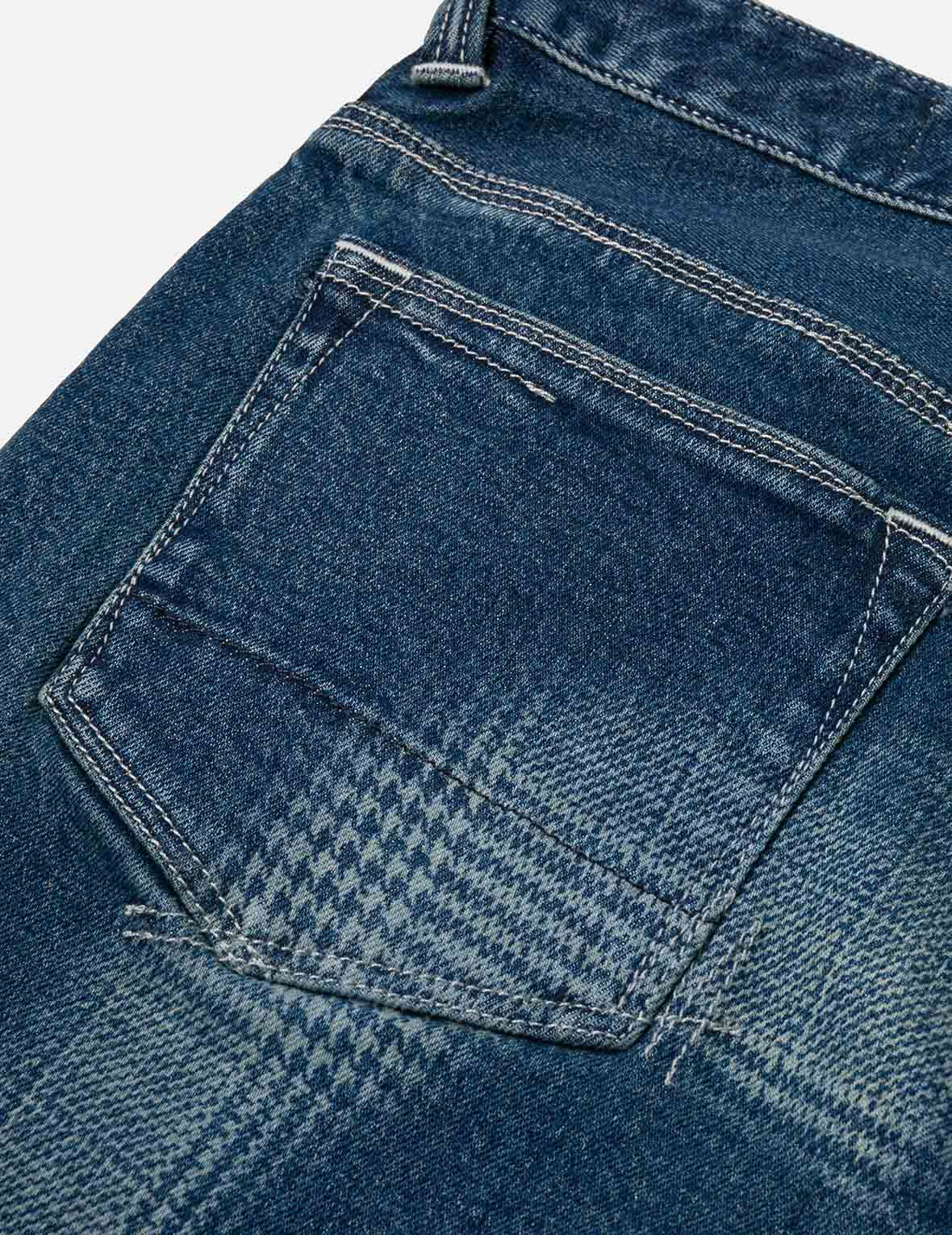Washed Handbrush Houndstooth Daicock Print Slim Fit Jeans #2010 - 10