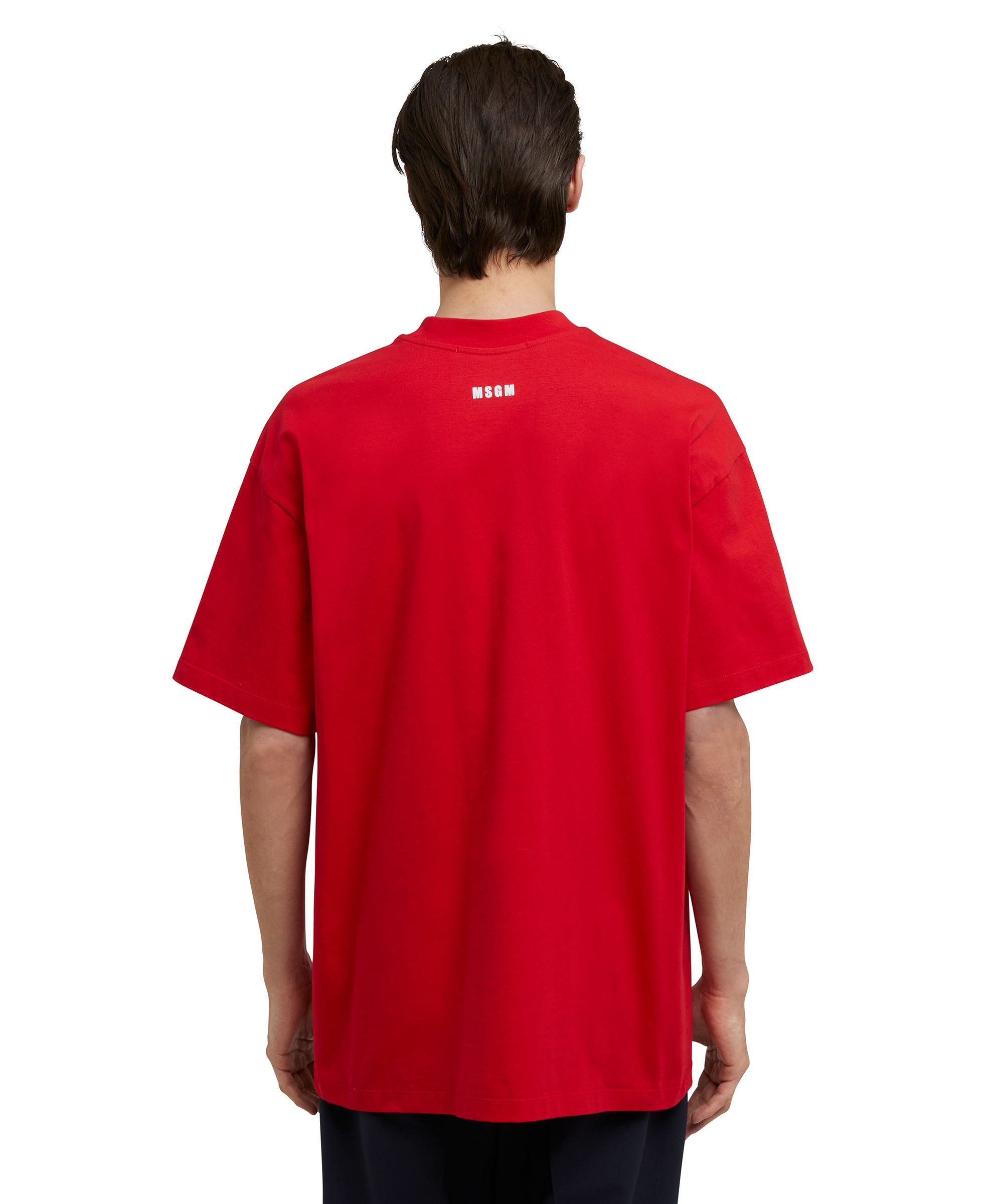 Cotton crewneck t-shirt with MSGM "M" mascot patch - 3