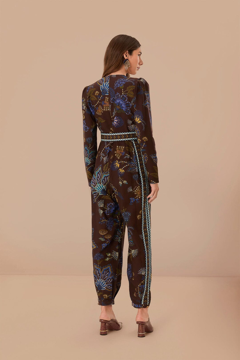 Brown Garden V Neck Jumpsuit 3