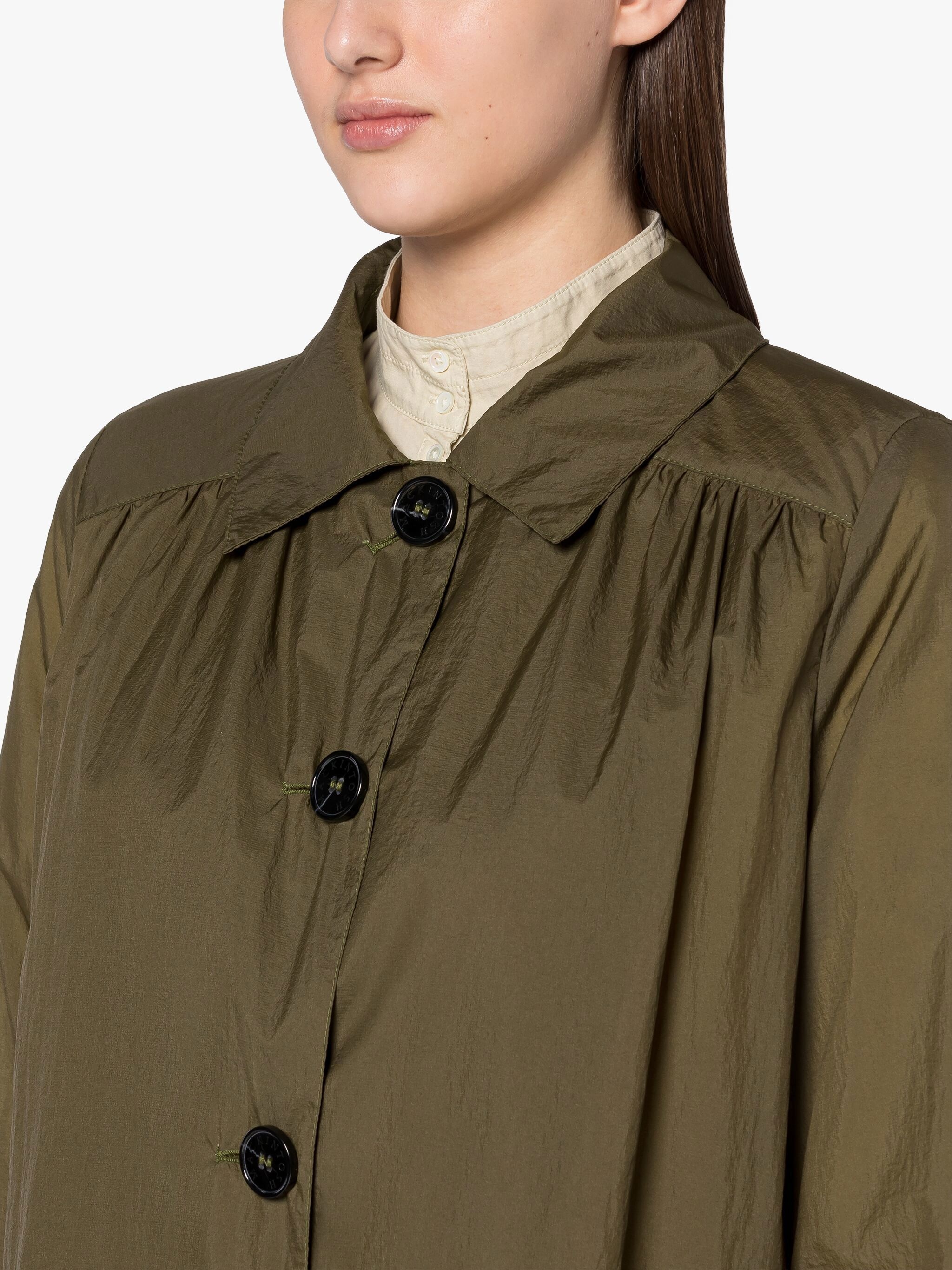 HANA KHAKI NYLON COAT - 5