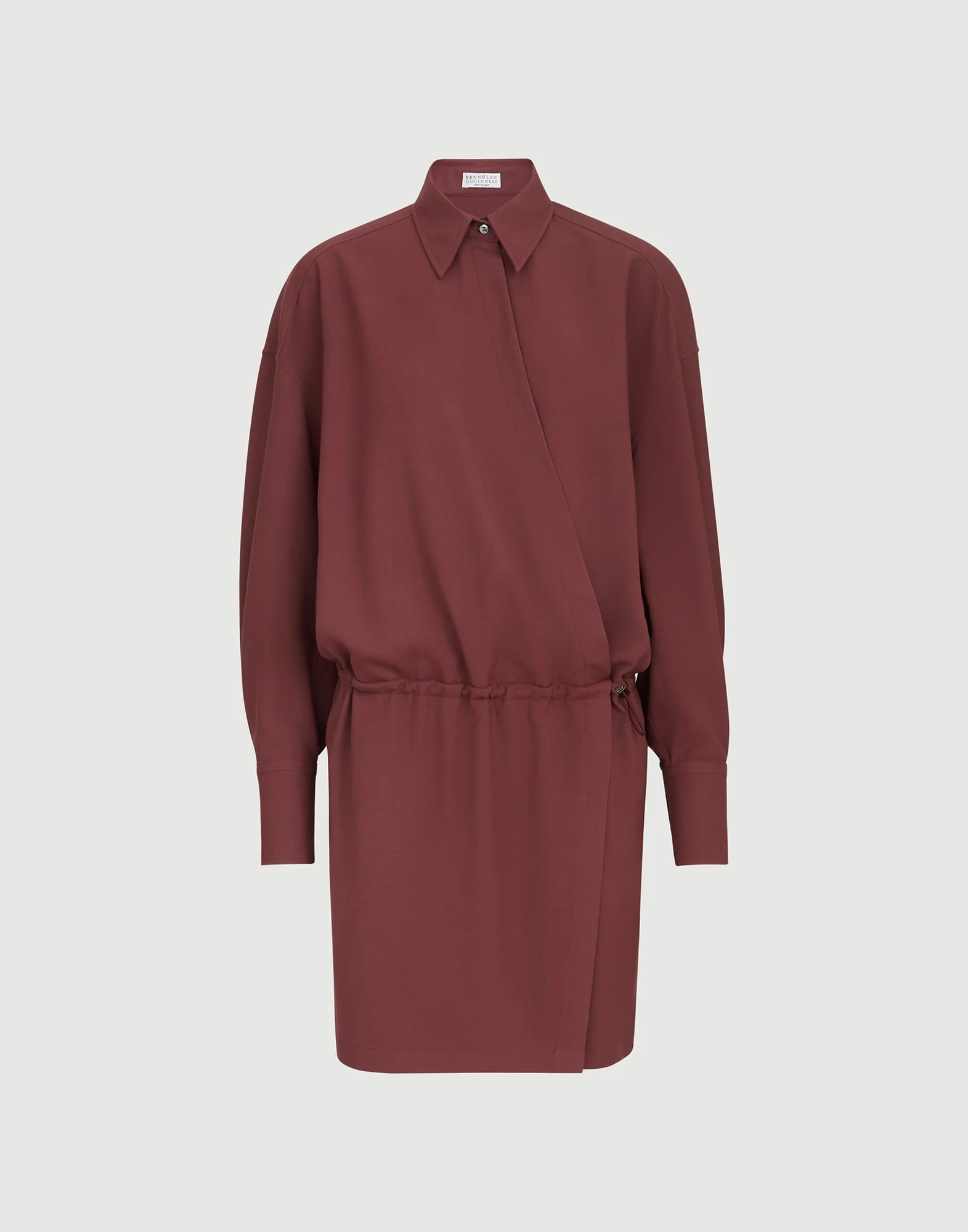 Virgin wool fluid twill shirt dress with monili - 1