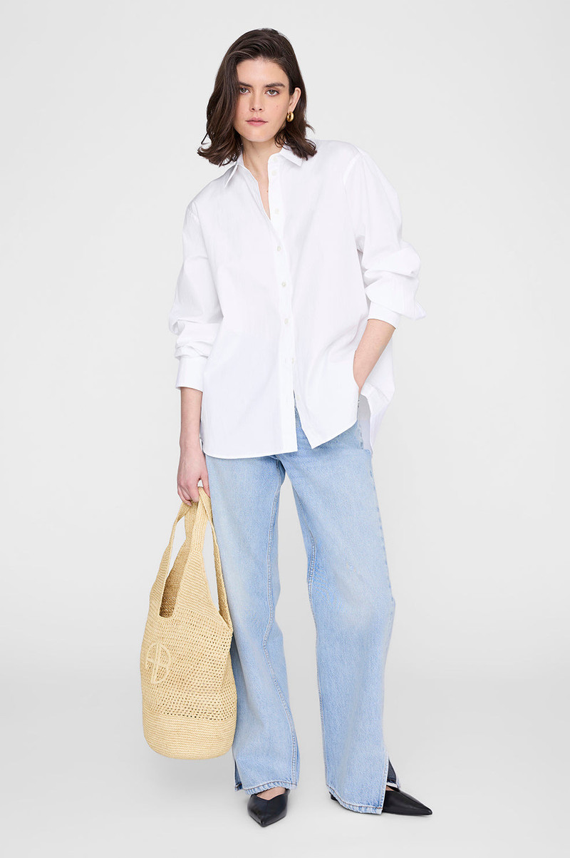 ANINE BING Leah Logo Hobo Raphia - Natural outlook