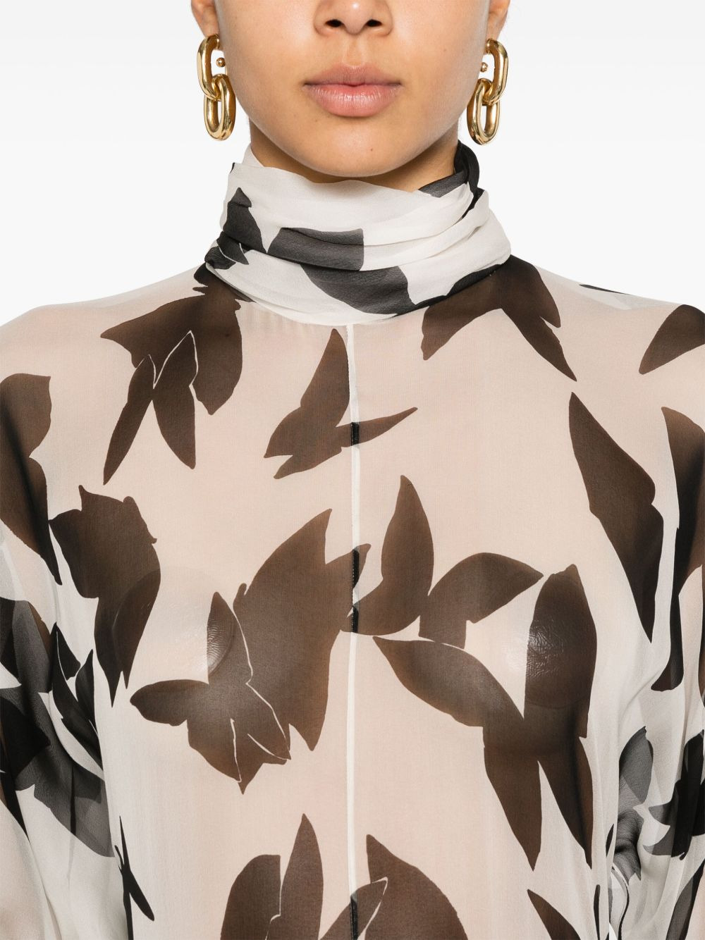 butterfly-print silk blouse - 5